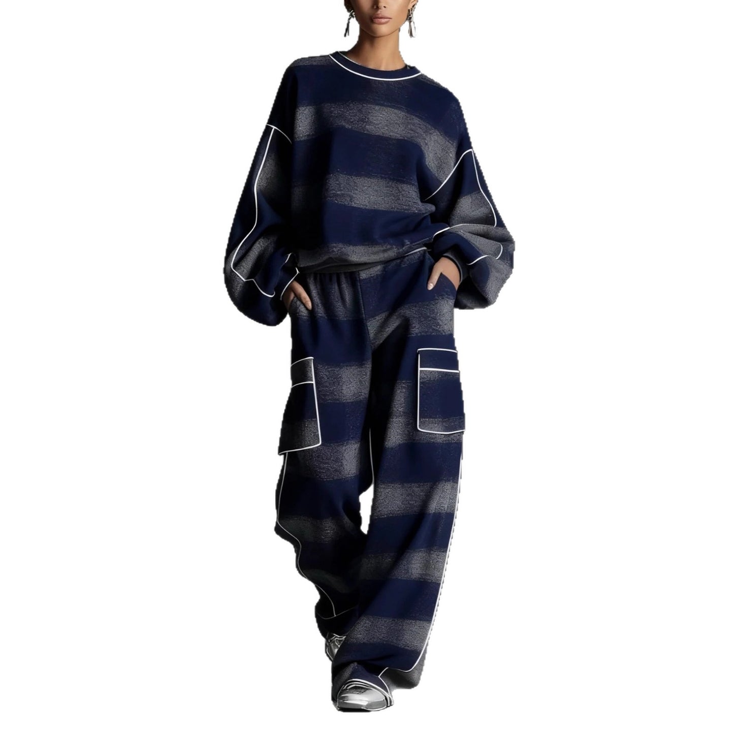 Womend Street Style Distressed Plaid Pantsuit With Contrasting Piping - fizzle