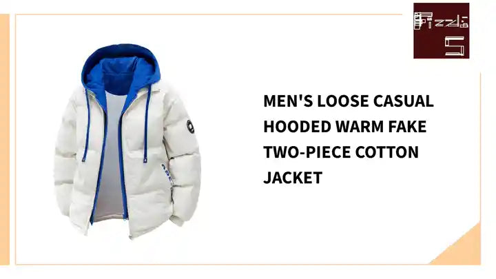 Men&#039;s Loose Casual Hooded Warm Fake Two-piece Cotton Jacket by@Outfy