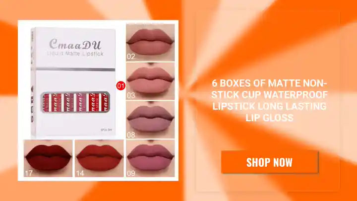6 Boxes Of Matte Non-stick Cup Waterproof Lipstick Long Lasting Lip Gloss by@Outfy