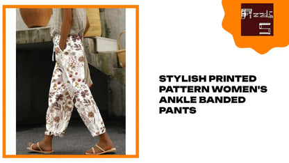 Stylish Printed Pattern Women&#039;s Ankle Banded Pants by@Outfy