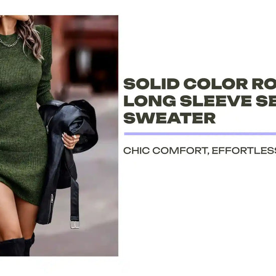 Solid Color Round Neck Long Sleeve Sexy Dress Sweater by@Outfy