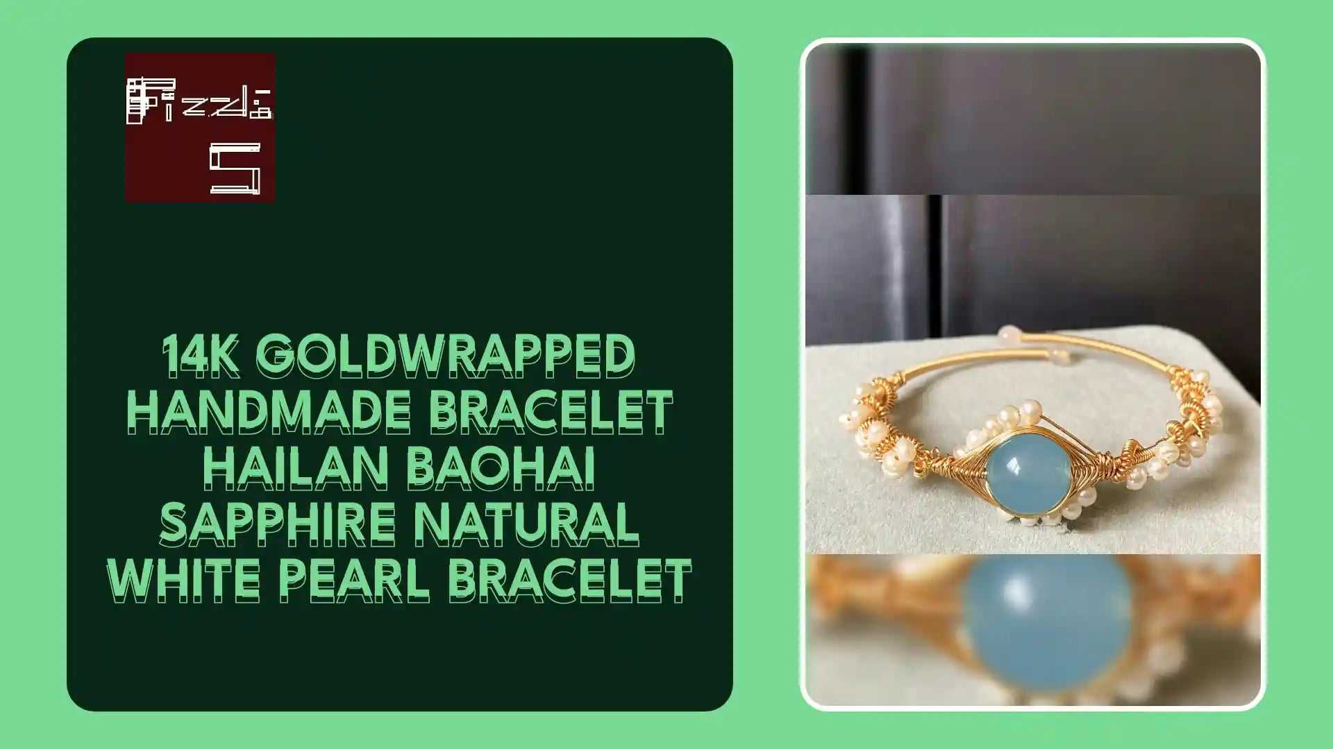 14K GoldWrapped Handmade Bracelet Hailan Baohai Sapphire Natural White Pearl Bracelet by@Outfy