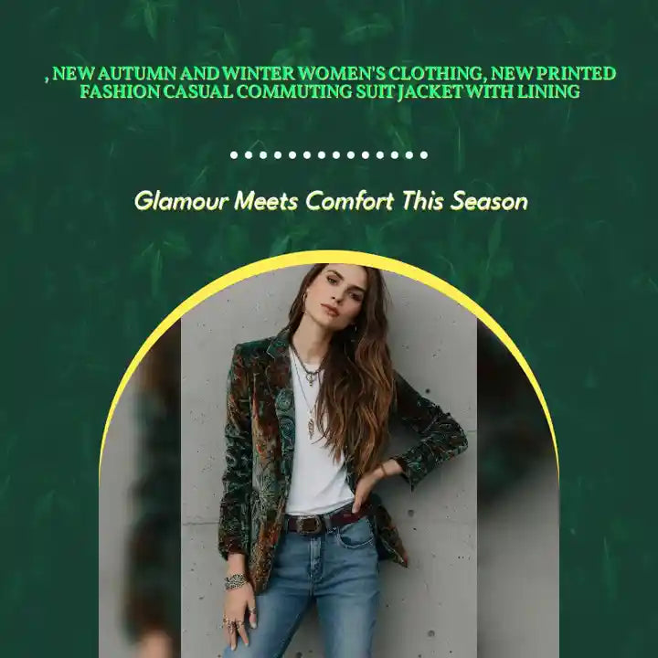 , New Autumn And Winter Women's Clothing, New Printed Fashion Casual Commuting Suit Jacket With Lining by@Outfy