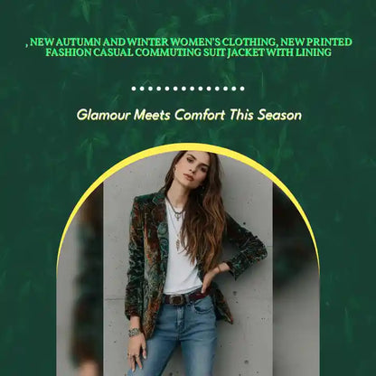 , New Autumn And Winter Women's Clothing, New Printed Fashion Casual Commuting Suit Jacket With Lining by@Outfy